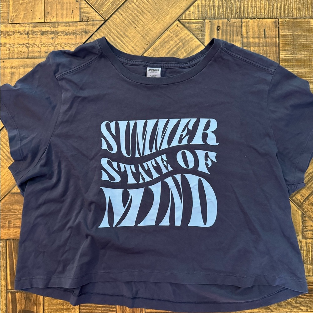 ☀️☀️☀️PINK Victoria's Secret Navy Tee with Light Blue Graphic